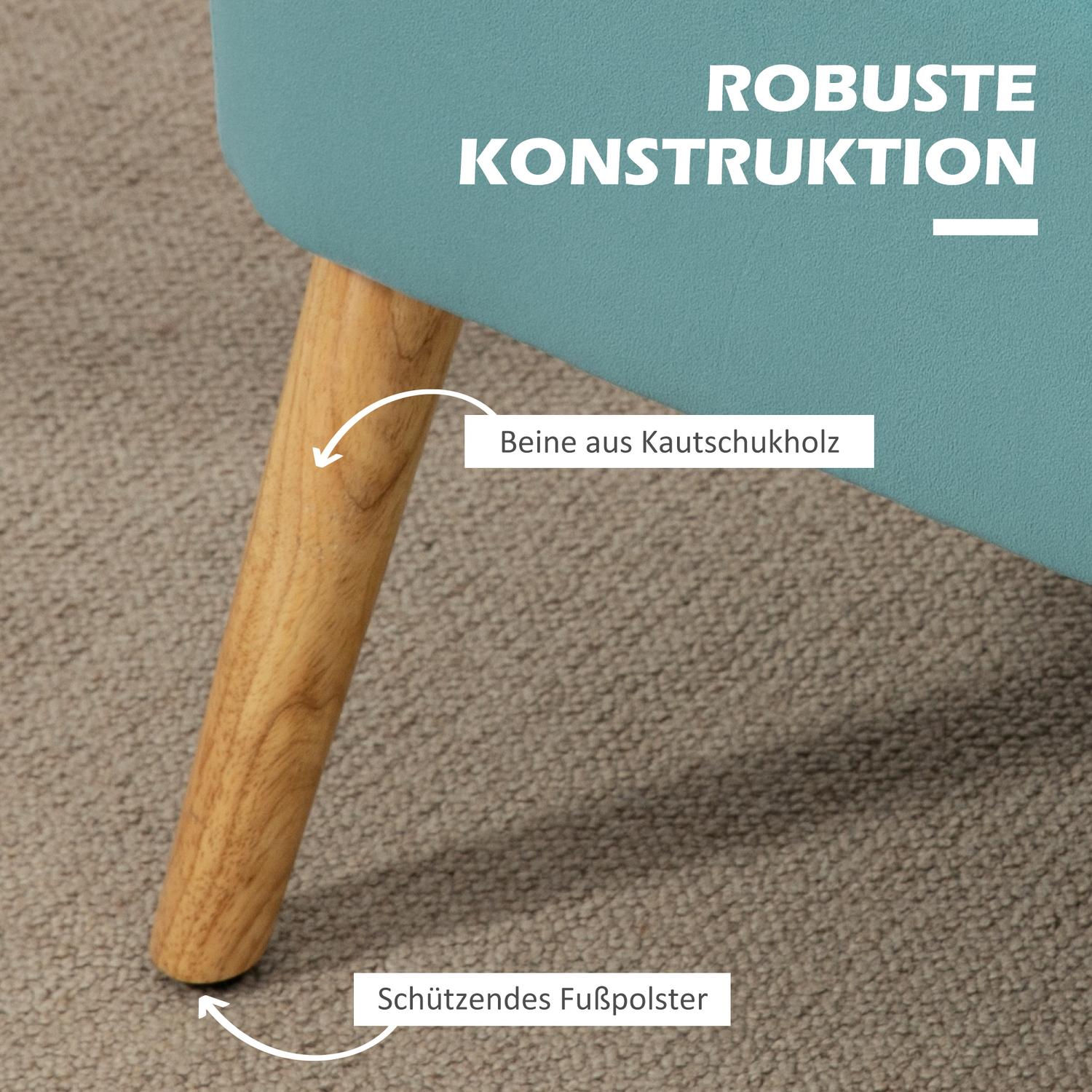 Grön Linne-Look Loveseat soffa, 2-sits med träben