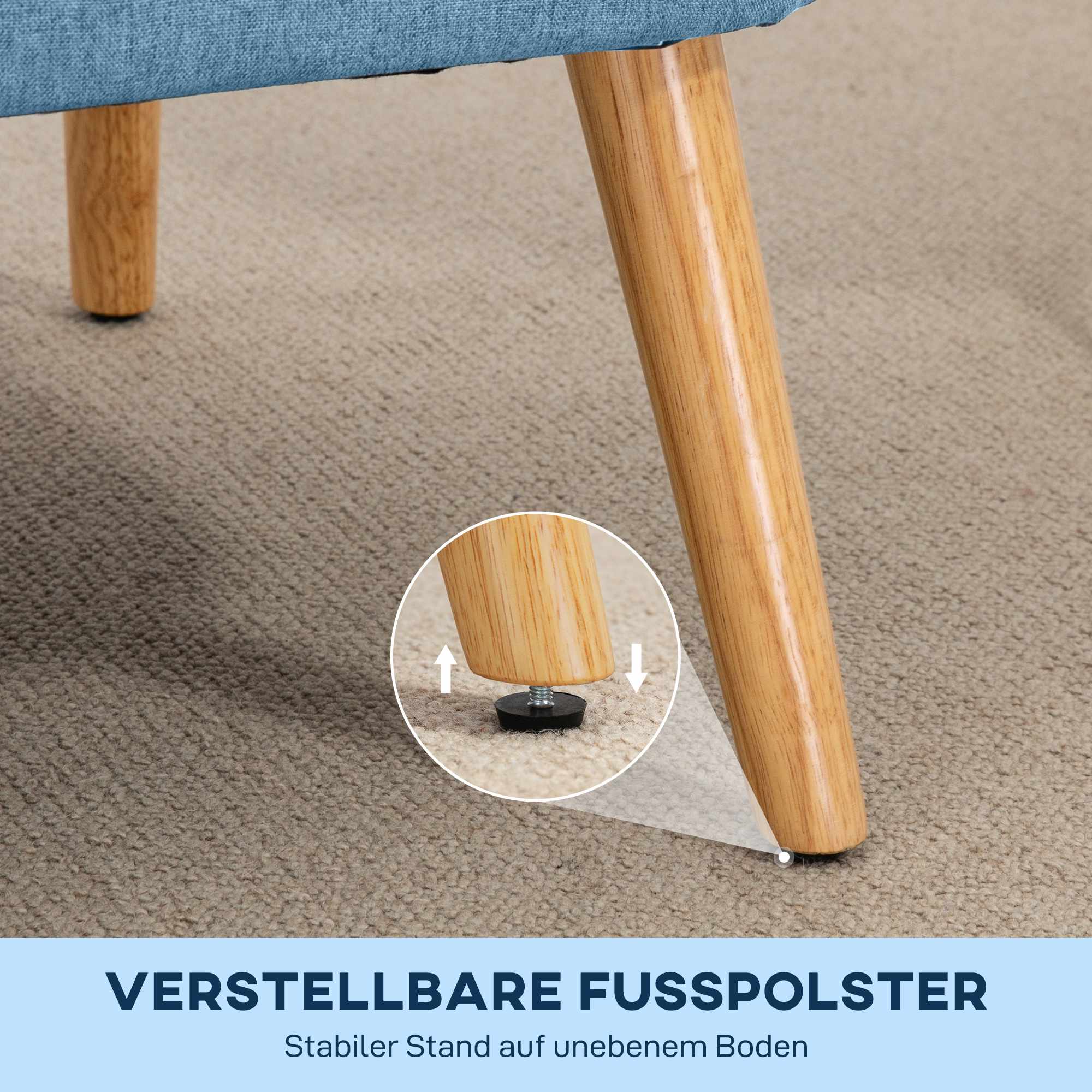 2-sitssoffa, mjuk stoppning, lättskött överdrag, blå