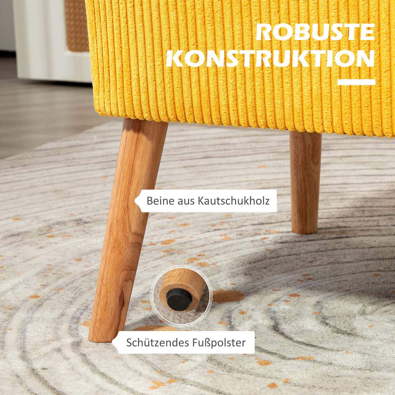 2-sits stoppad soffa, gul, 117x56,5x77 cm