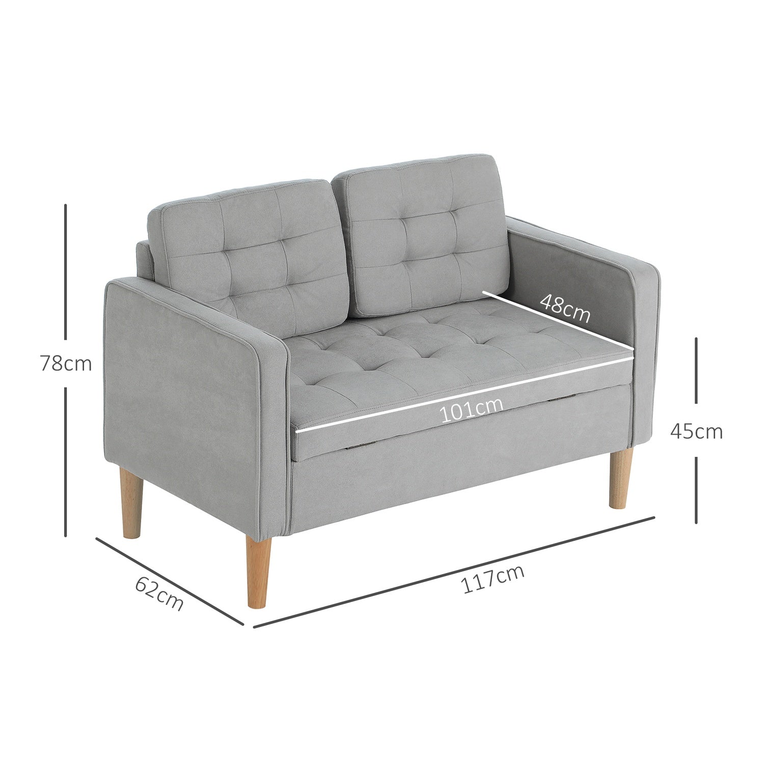 2-sits stoppad soffa med förvaring – Velvet Look