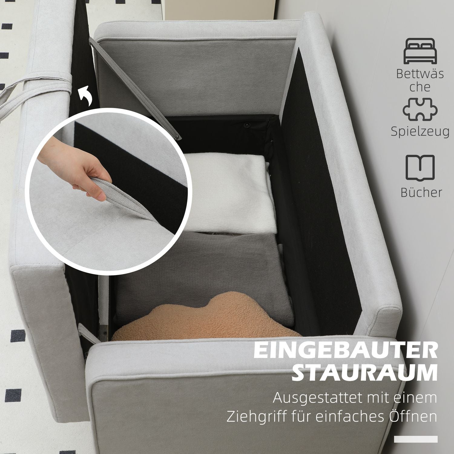 2-sits stoppad soffa med förvaring – Velvet Look