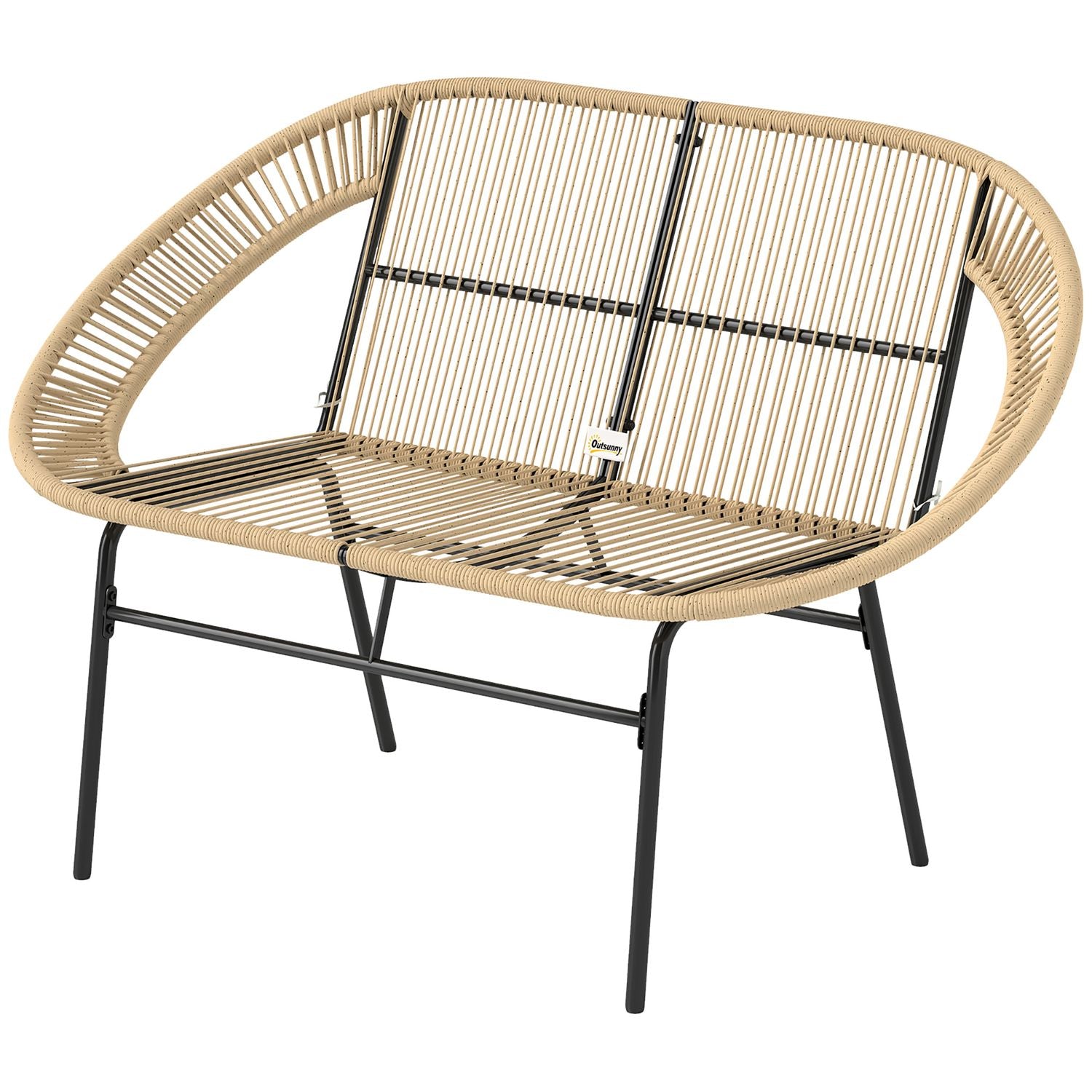 2-sits väderbeständig polyrattan trädgårdsbänk, UV-beständig