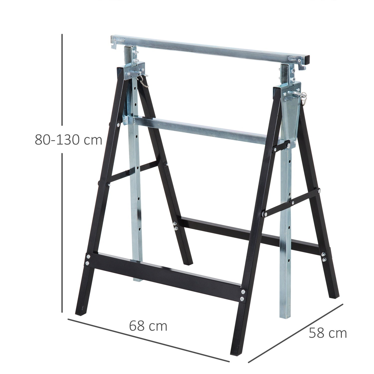 Justerbara fällbara stålbockar – Heavy Duty, Svart