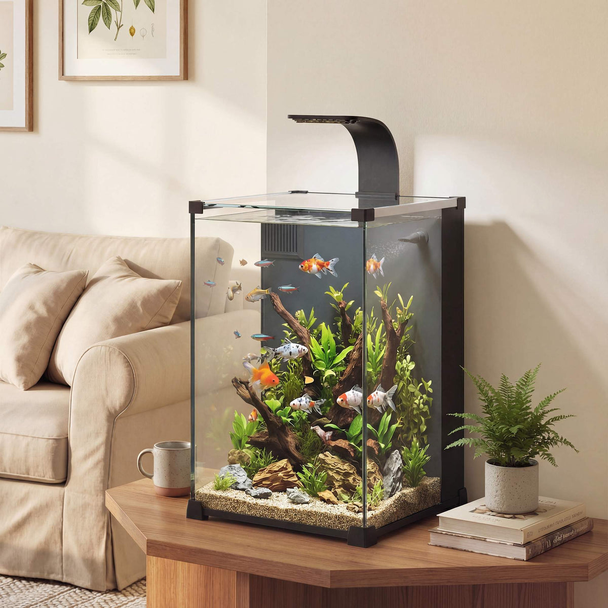 36 l nanoakvariesett med LED-lys og filter