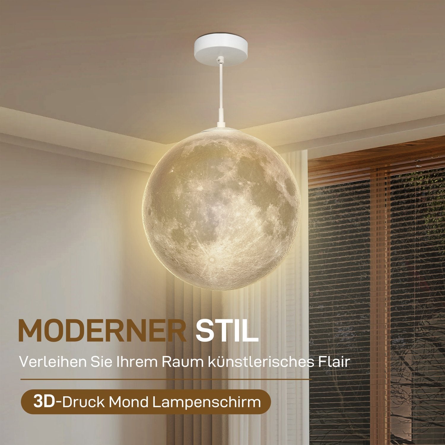 3D Moon Pendel Light med färgbyte och appkontroll