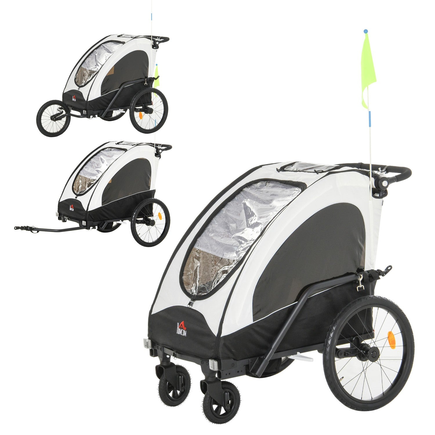 3-i-1 barncykelvagn och joggingvagn, aluminium, 2 säten
