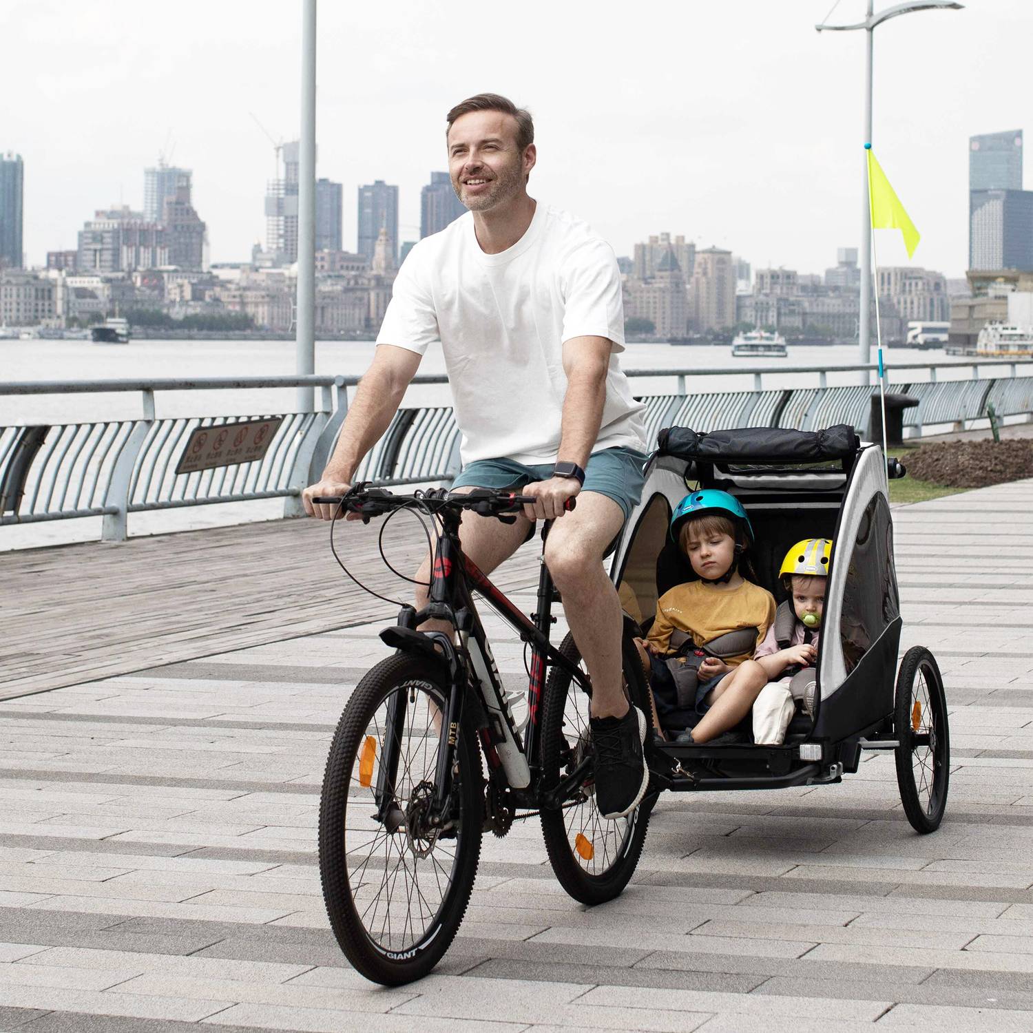 3-i-1 barncykelvagn och joggingvagn, aluminium, 2 säten