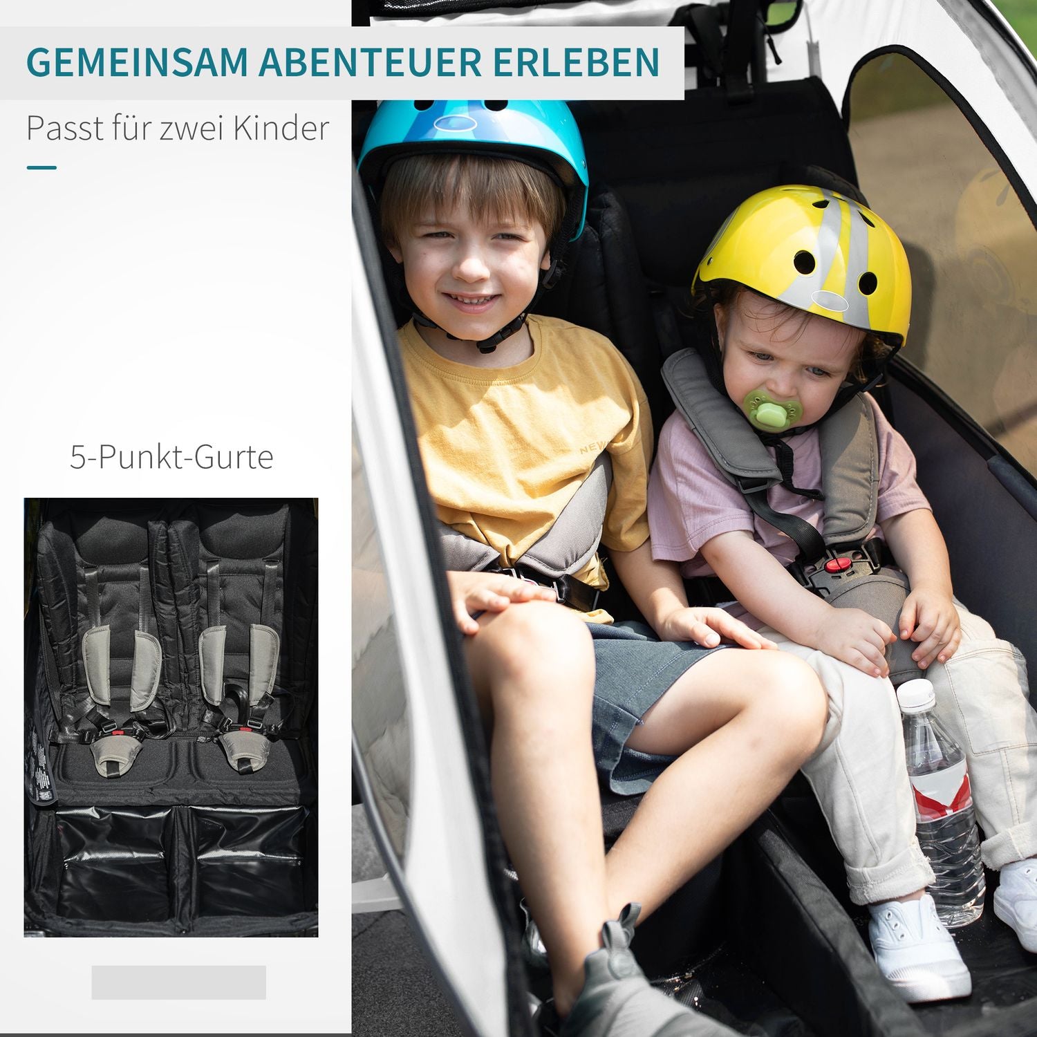 3-i-1 barncykelvagn och joggingvagn, aluminium, 2 säten