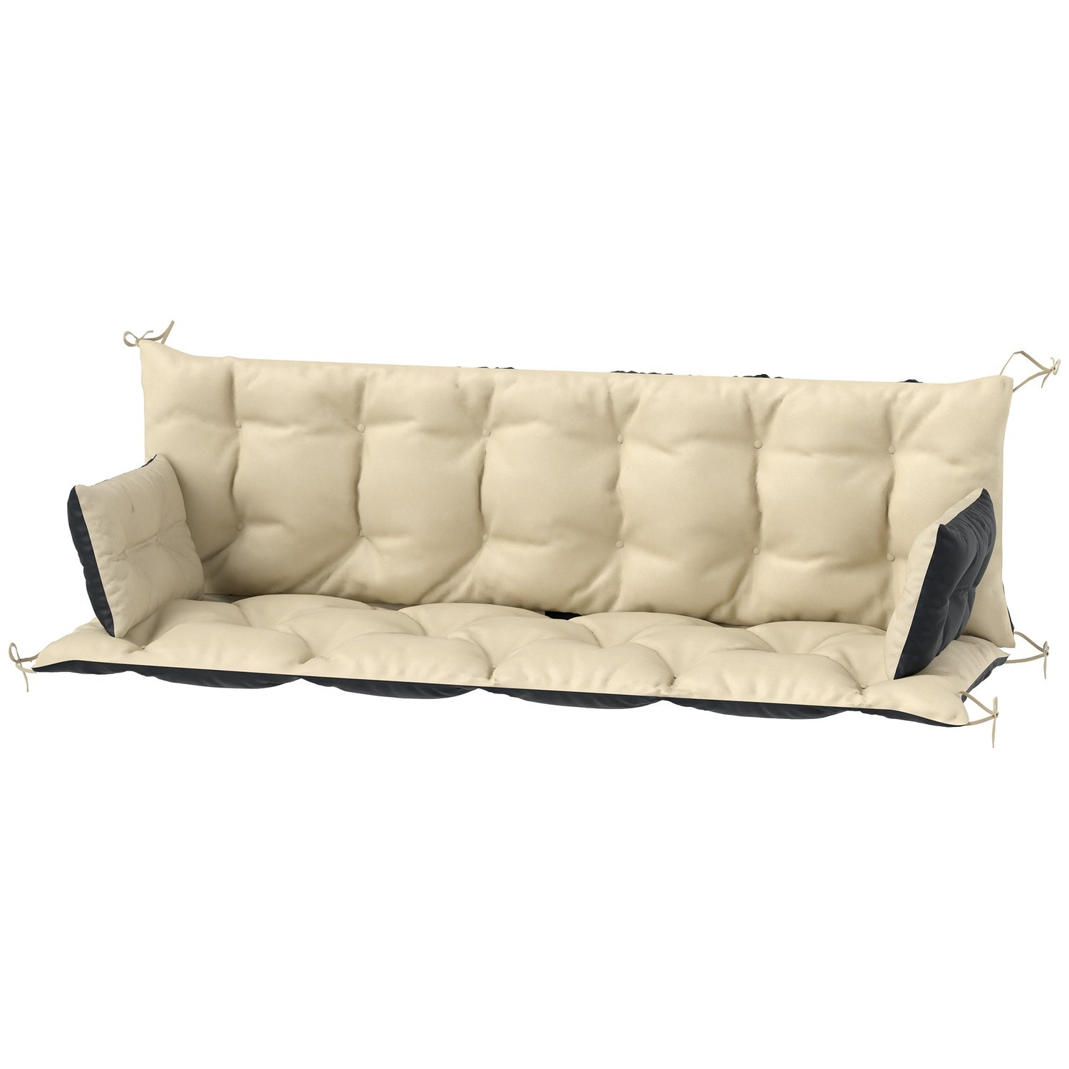3-sits bänkkudde, 180x110x8 cm, beige/svart