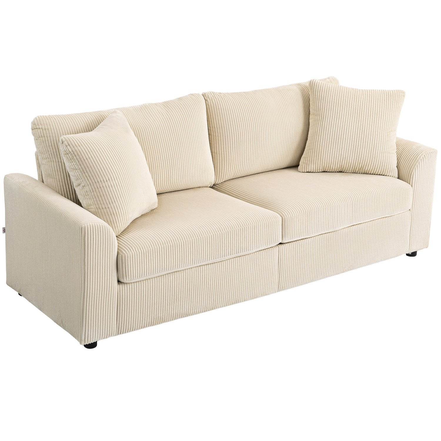 3-sits sladdsoffa med kuddar, Gräddvit, 212 cm