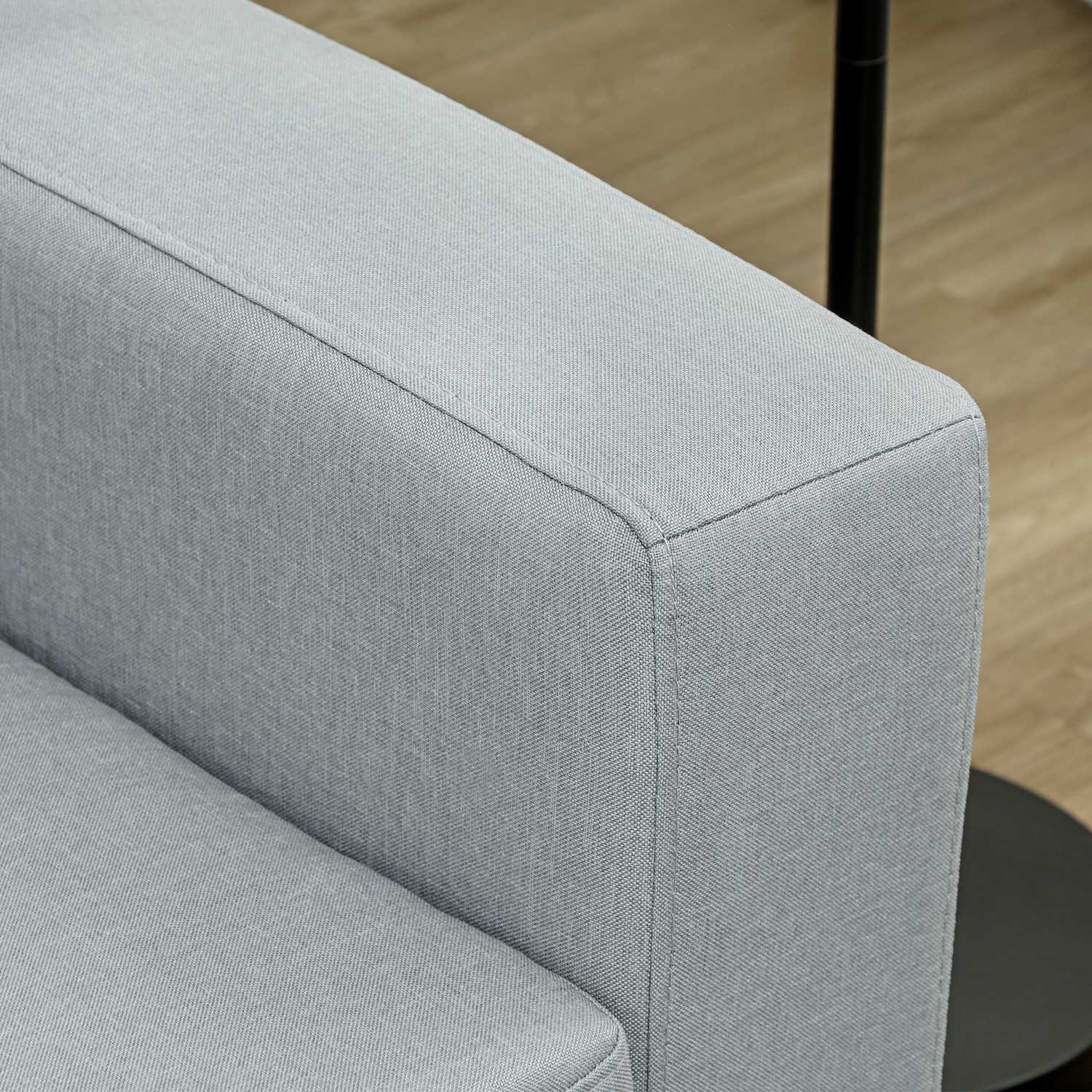 3-sits soffa, soffa med massiv träram, metallben, enkel design, ljusgrå