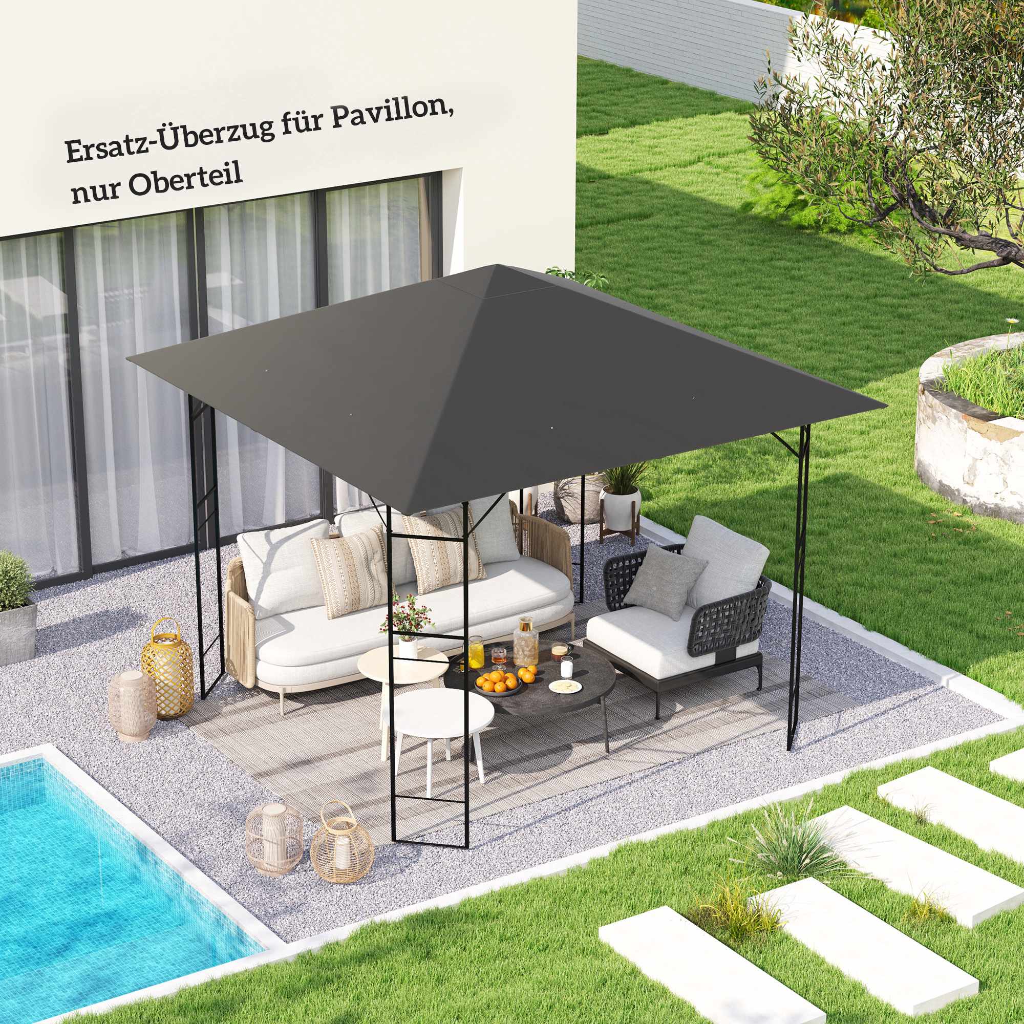 3x3m Paviljong Ersättningstak, Vattenavvisande, UPF30+