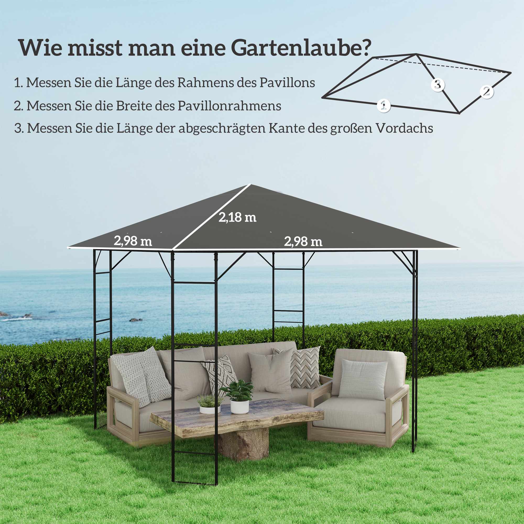 3x3m Paviljong Ersättningstak, Vattenavvisande, UPF30+