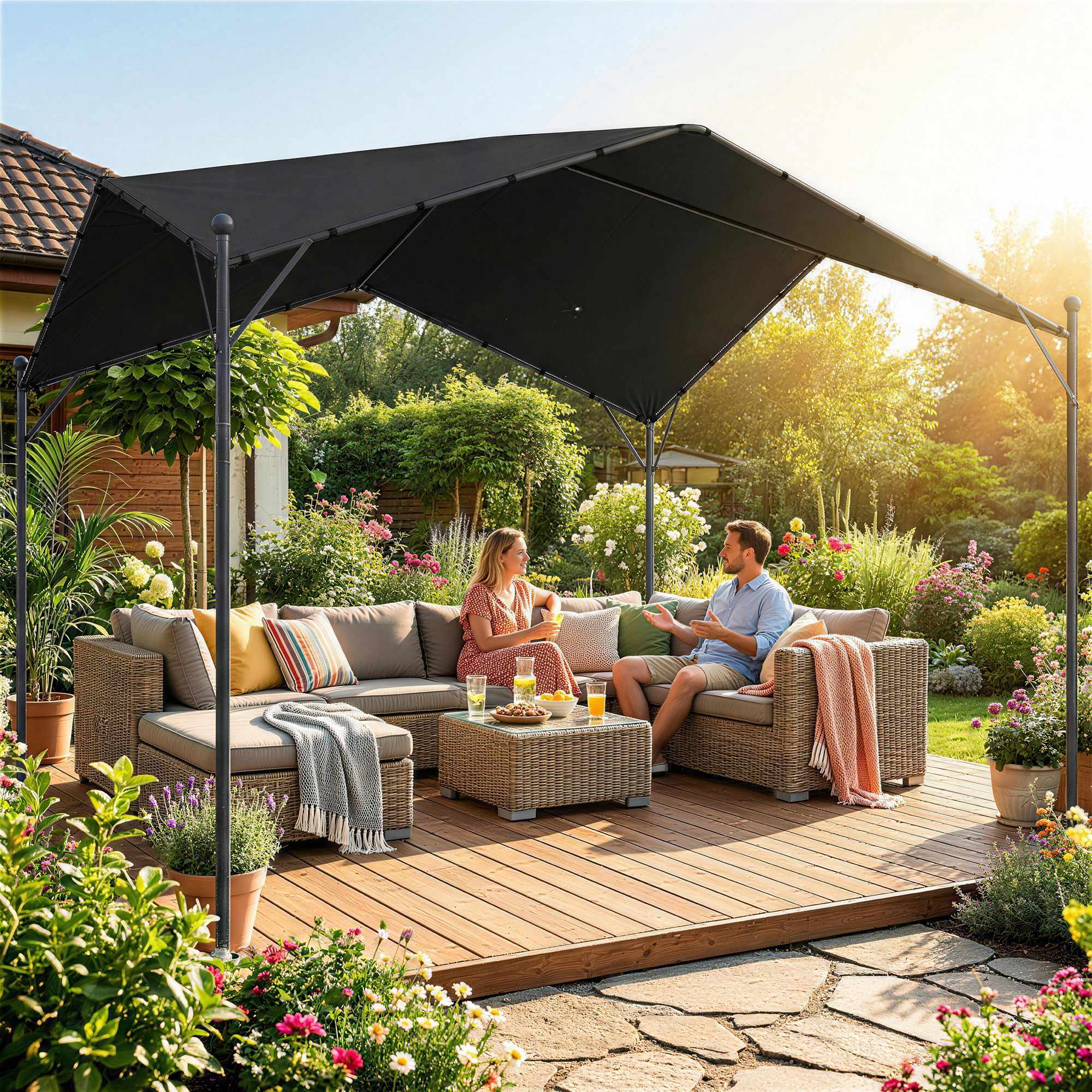 3x3 m pergola med metallram och UPF30+ tak