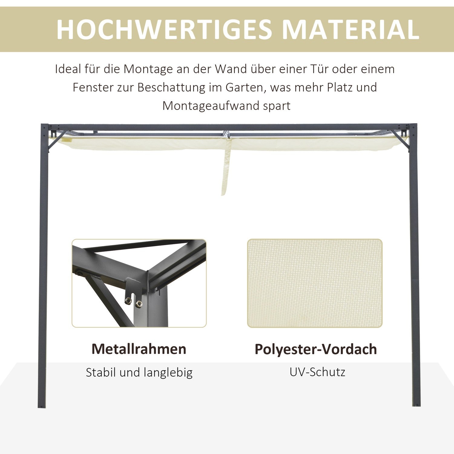 3x3m väderbeständig pergola Lusthus med tygtak