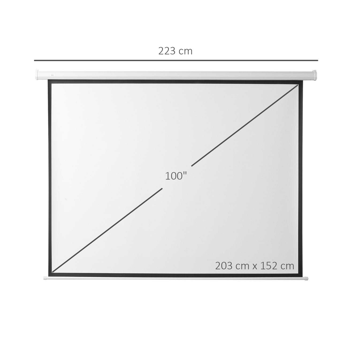 Elektrisk 4:3 projektorduk 203x152 cm med fjärrkontroll