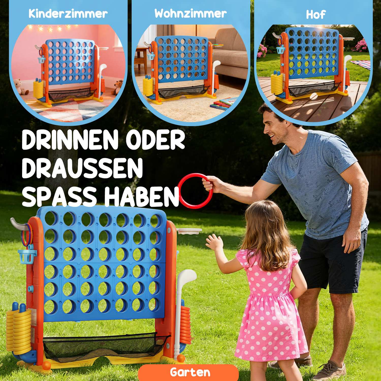 4-i-1-spelset, justerbart, plast, färgglatt