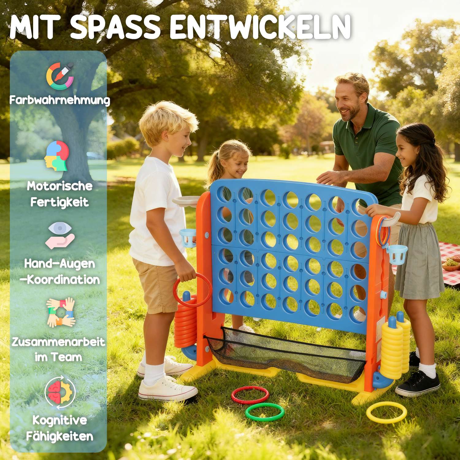 4-i-1-spelset, justerbart, plast, färgglatt