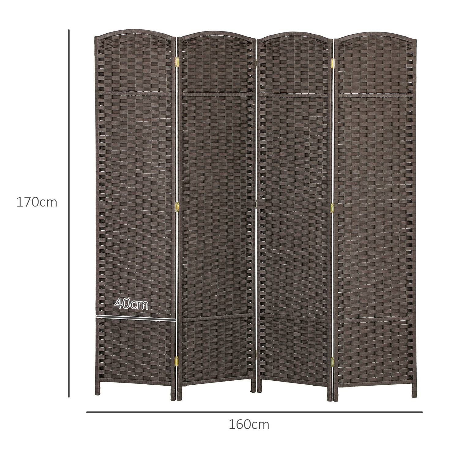 4-panels fällbar rumsavdelare, brun, polypropen