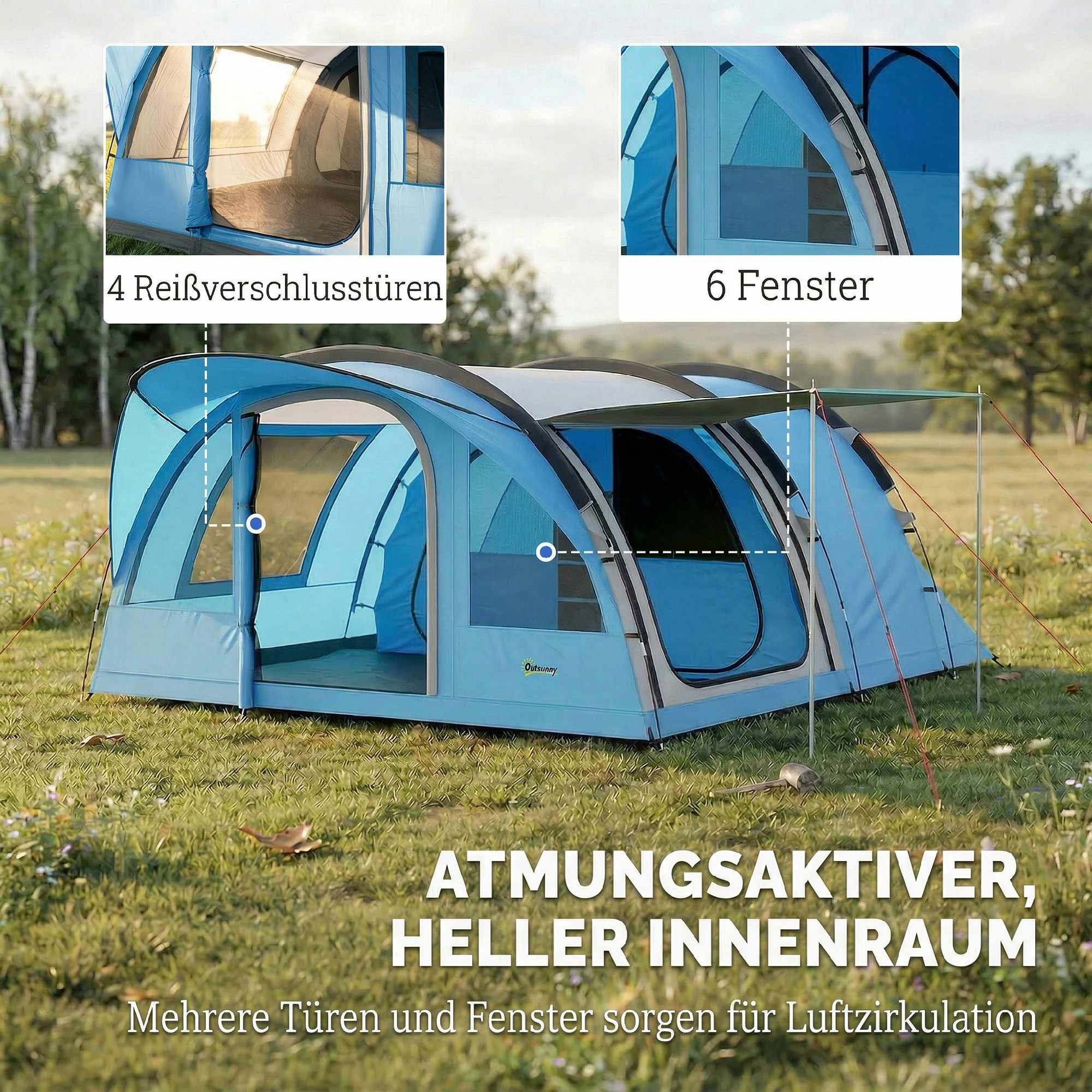 4-personers familjetunneltält med avtagbar avdelare