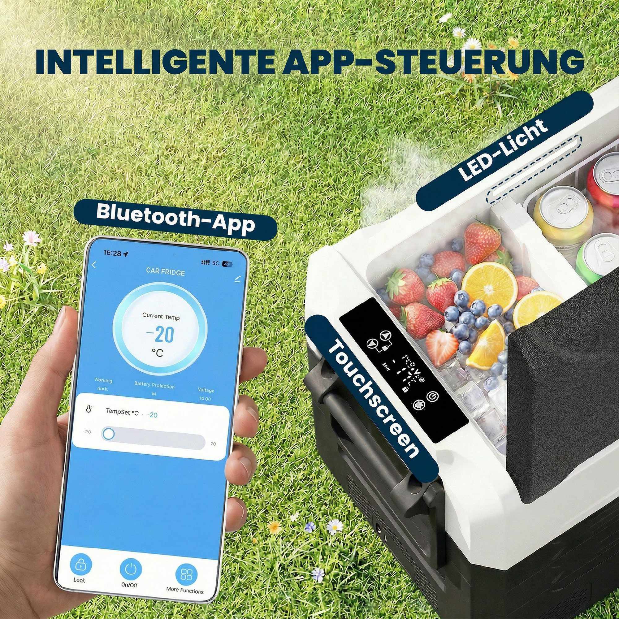 50L elektrisk kylbox med dubbla zoner och appstyrning