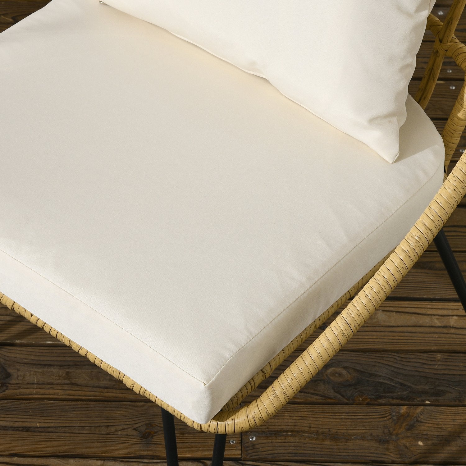 Trädgårdsmöbler i rotting, 5 delar – beige polyester