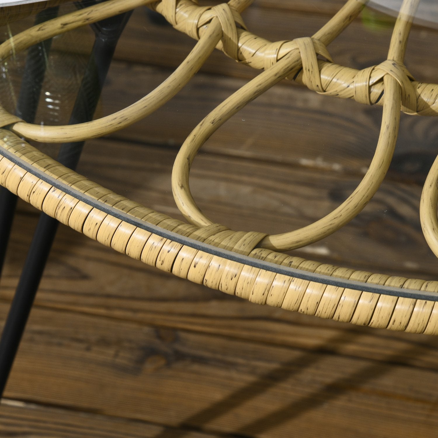 Trädgårdsmöbler i rotting, 5 delar – beige polyester