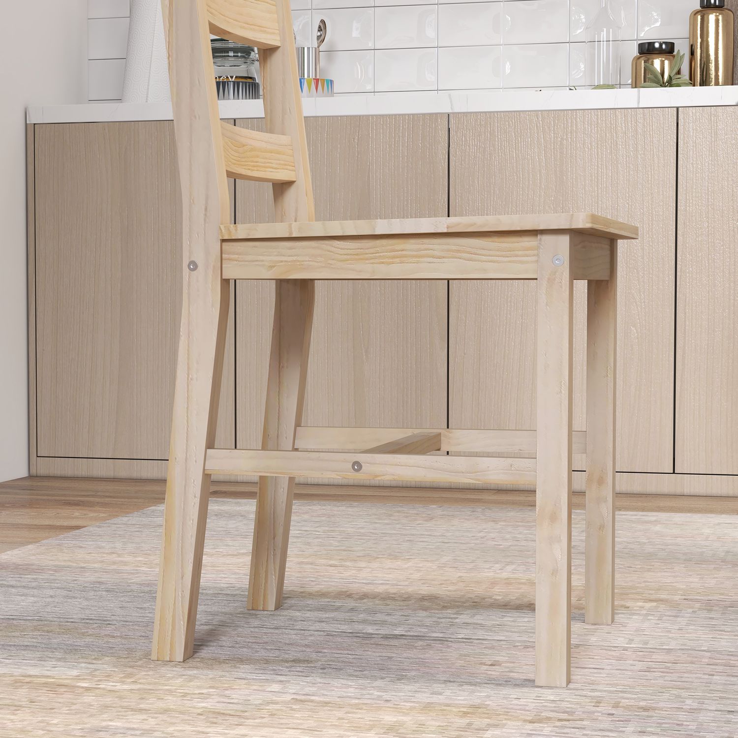 5-delad matsalsset i massivt trä, platsbesparande design