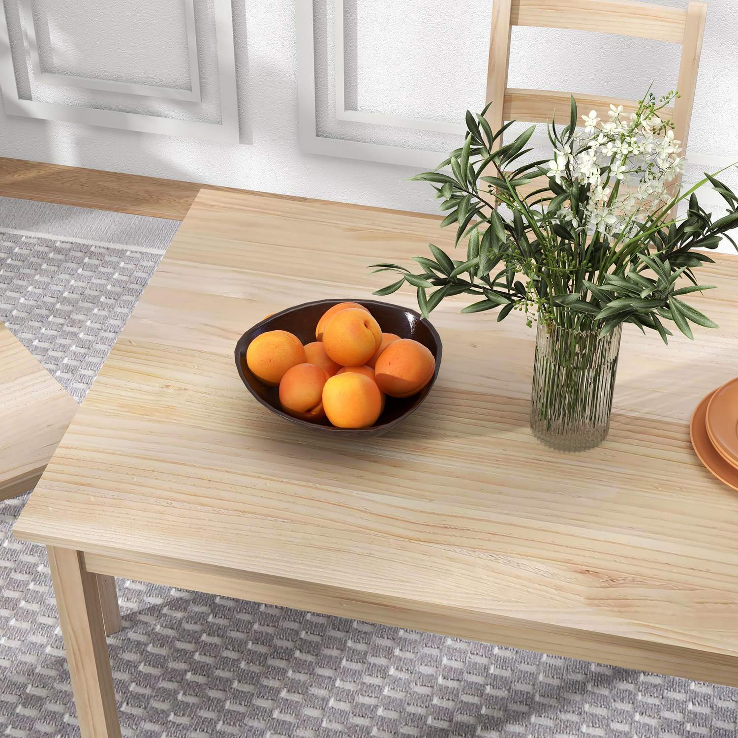 5-delad matsalsset i massivt trä, platsbesparande design