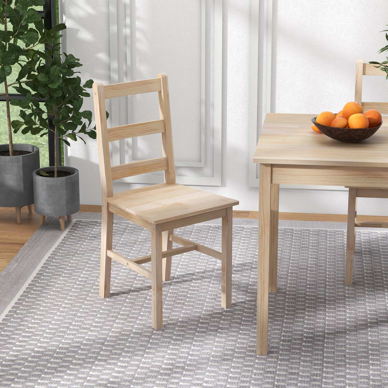 5-delad matsalsset i massivt trä, platsbesparande design
