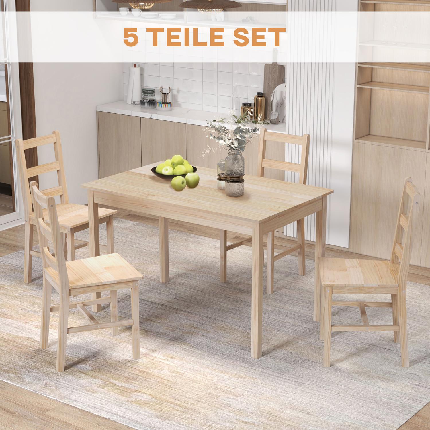 5-delad matsalsset i massivt trä, platsbesparande design