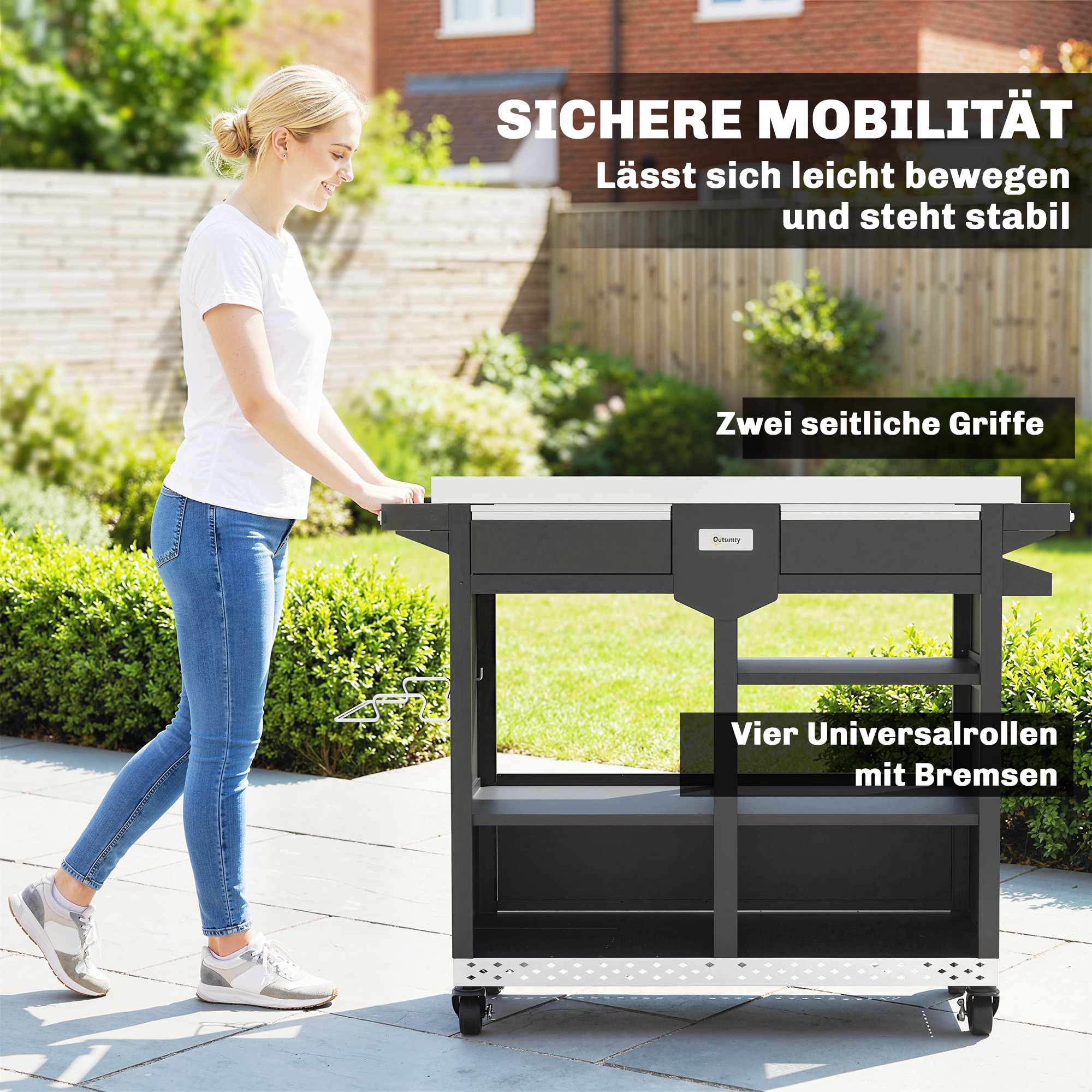 5-vånings grillvagn med justerbara hyllor och kryddställ