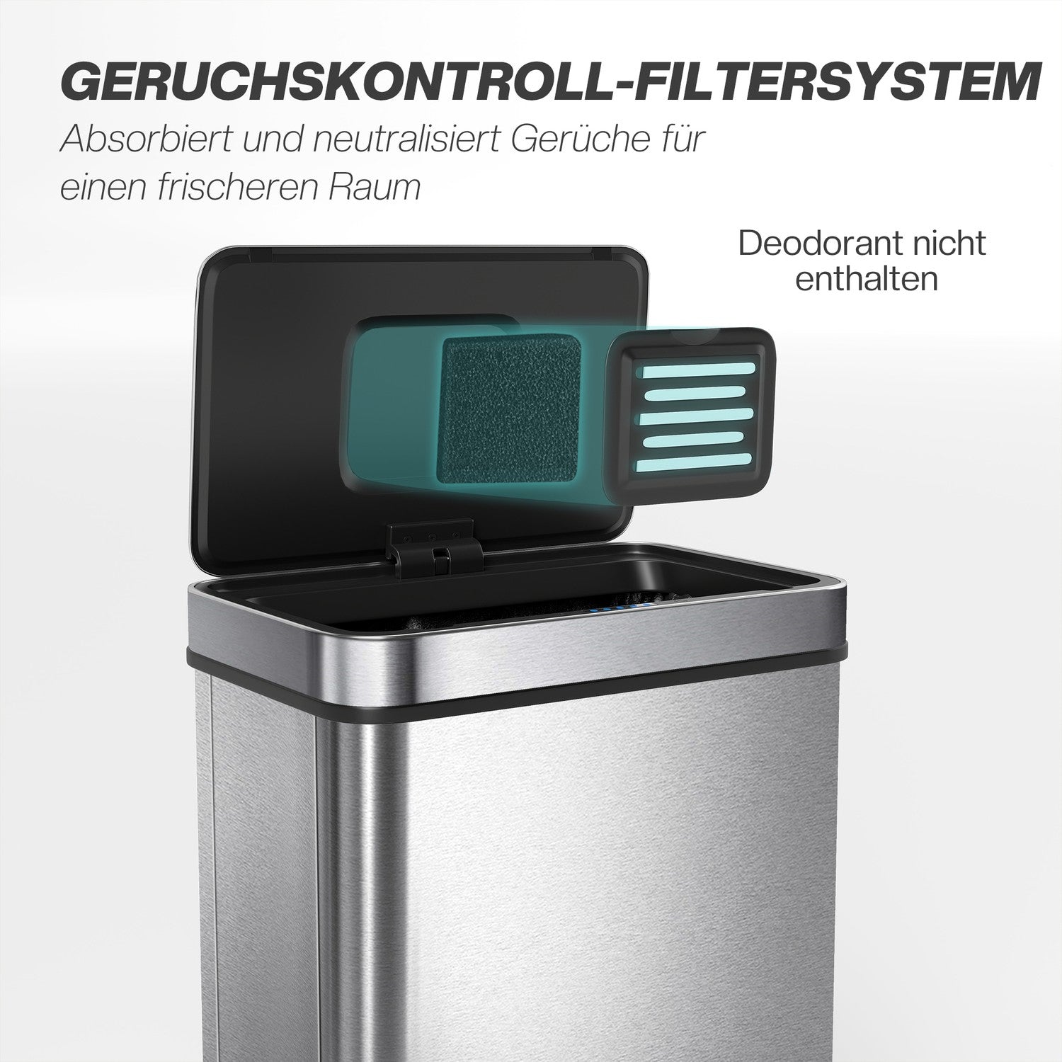 60L rostfri papperskorg med sensor, automatiskt lock