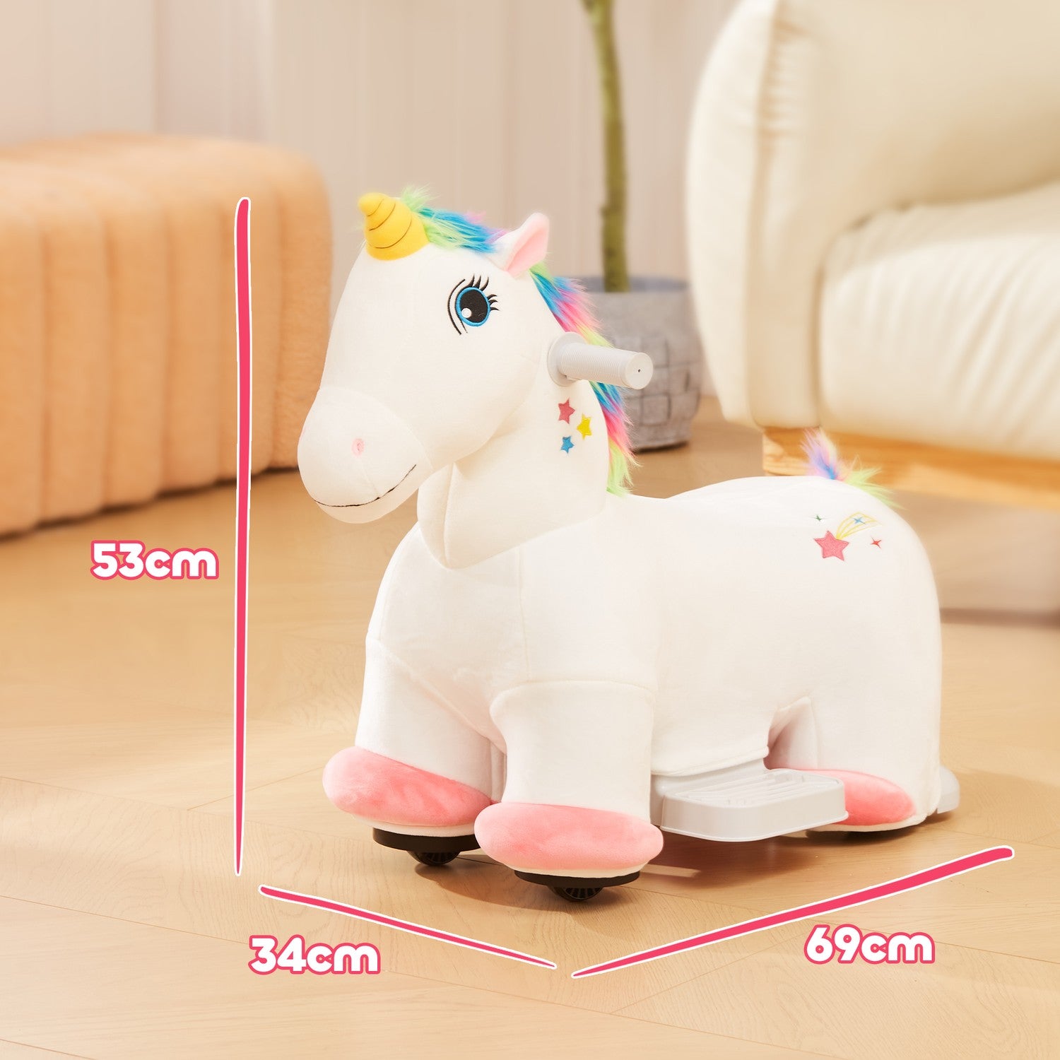 Barns Unicorn elektrisk åkbil med musik, 1,5-3 år