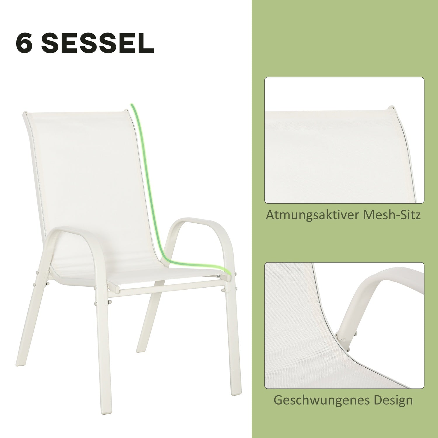 6-personers matsal i aluminium med parasoll