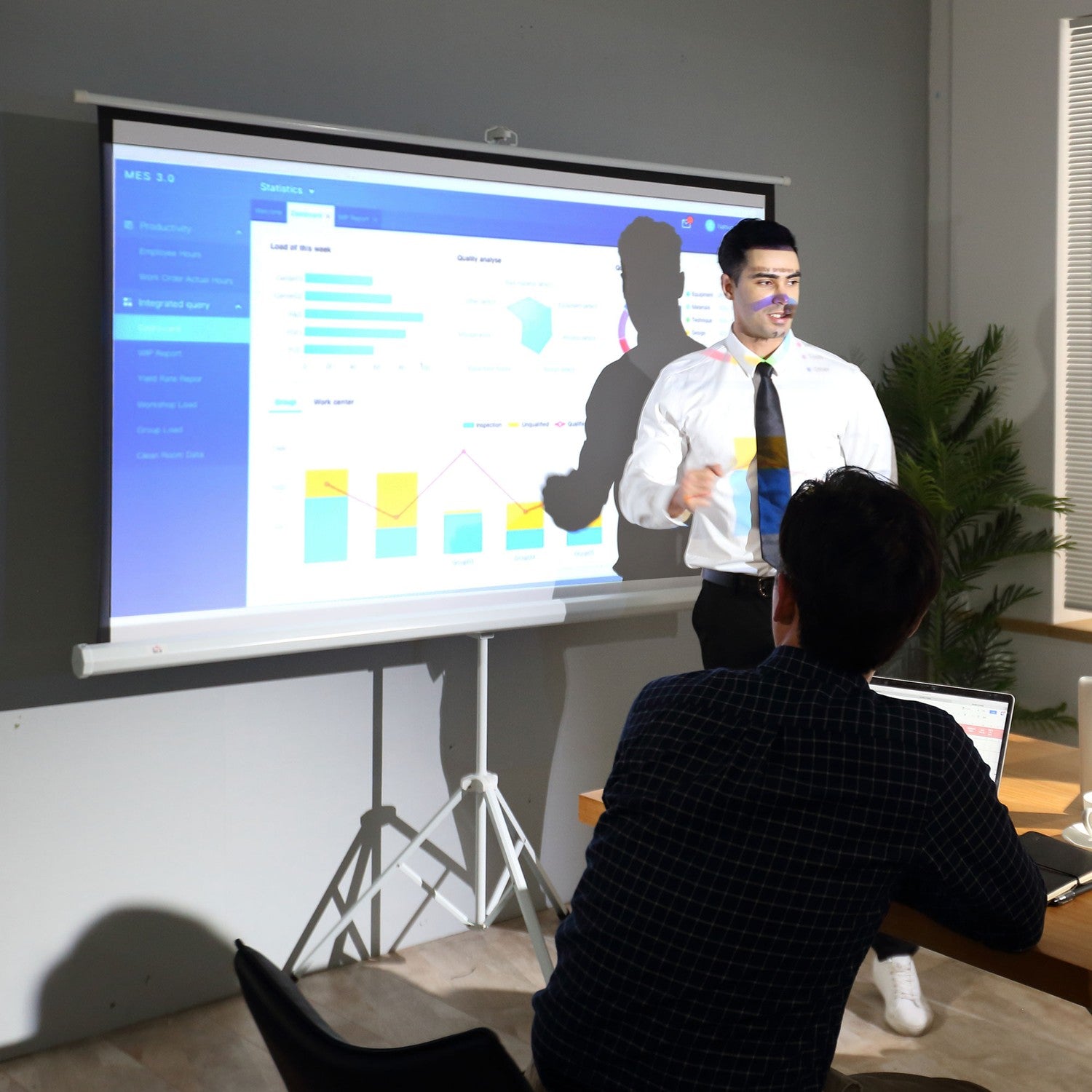 84"" stativ projektorskärm, 4:3 justerbar för hem och kontor