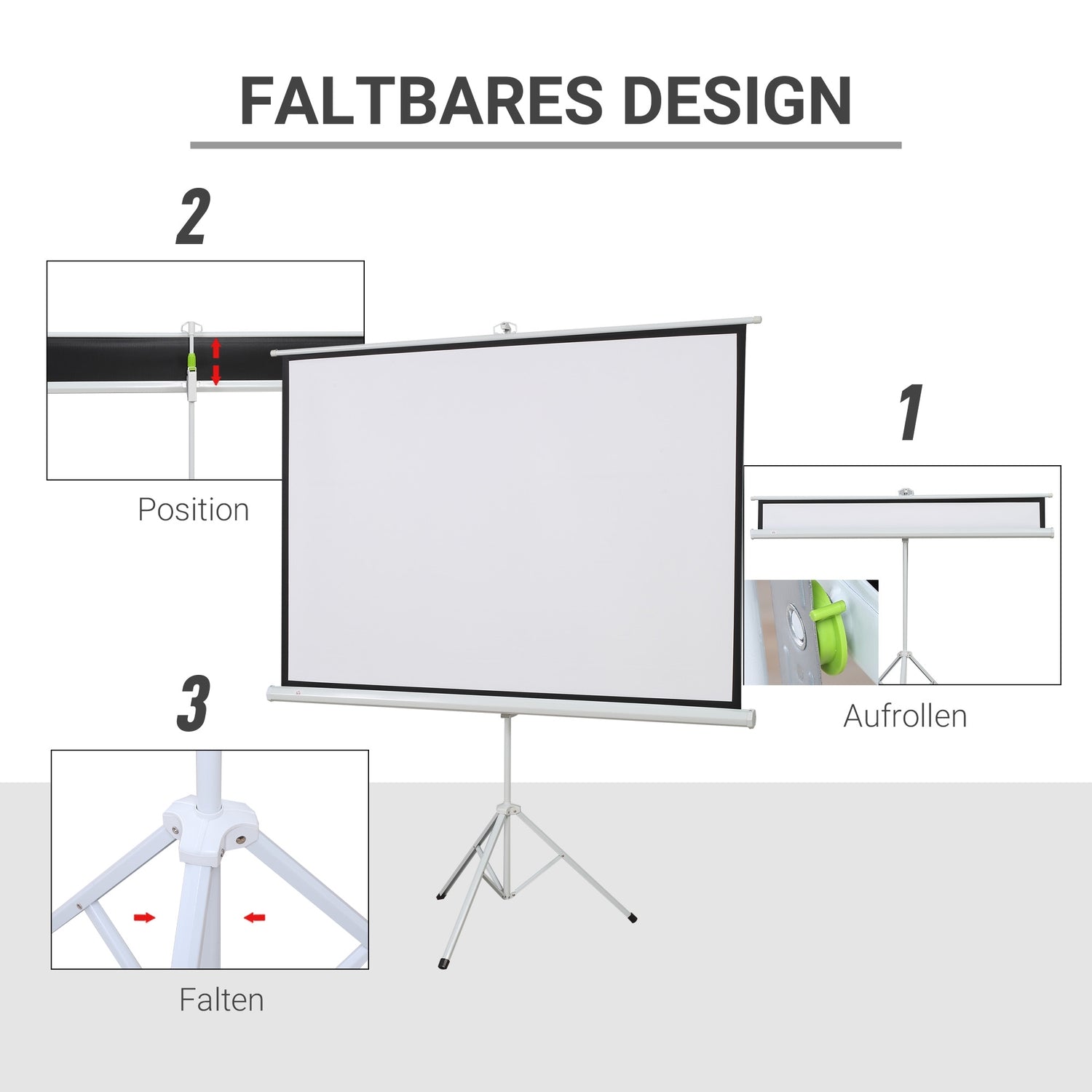 84"" stativ projektorskärm, 4:3 justerbar för hem och kontor