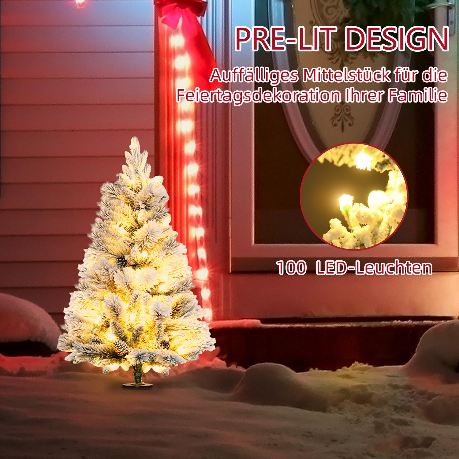 Konstgjorda julgranar, 90 cm, 100 LED-ljus, set om 2