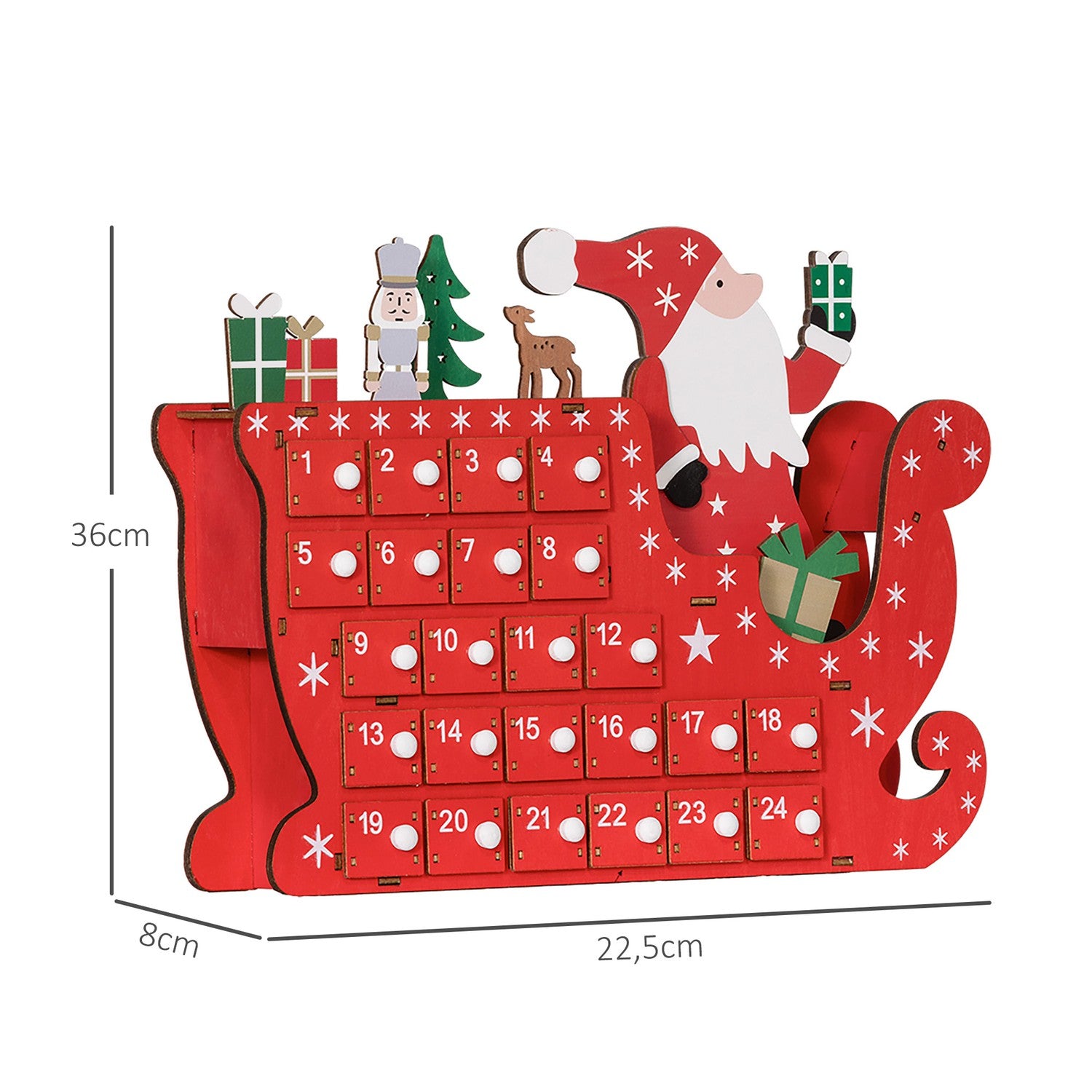Adventskalender DIY Kit – 24 lådor, MDF, Röd