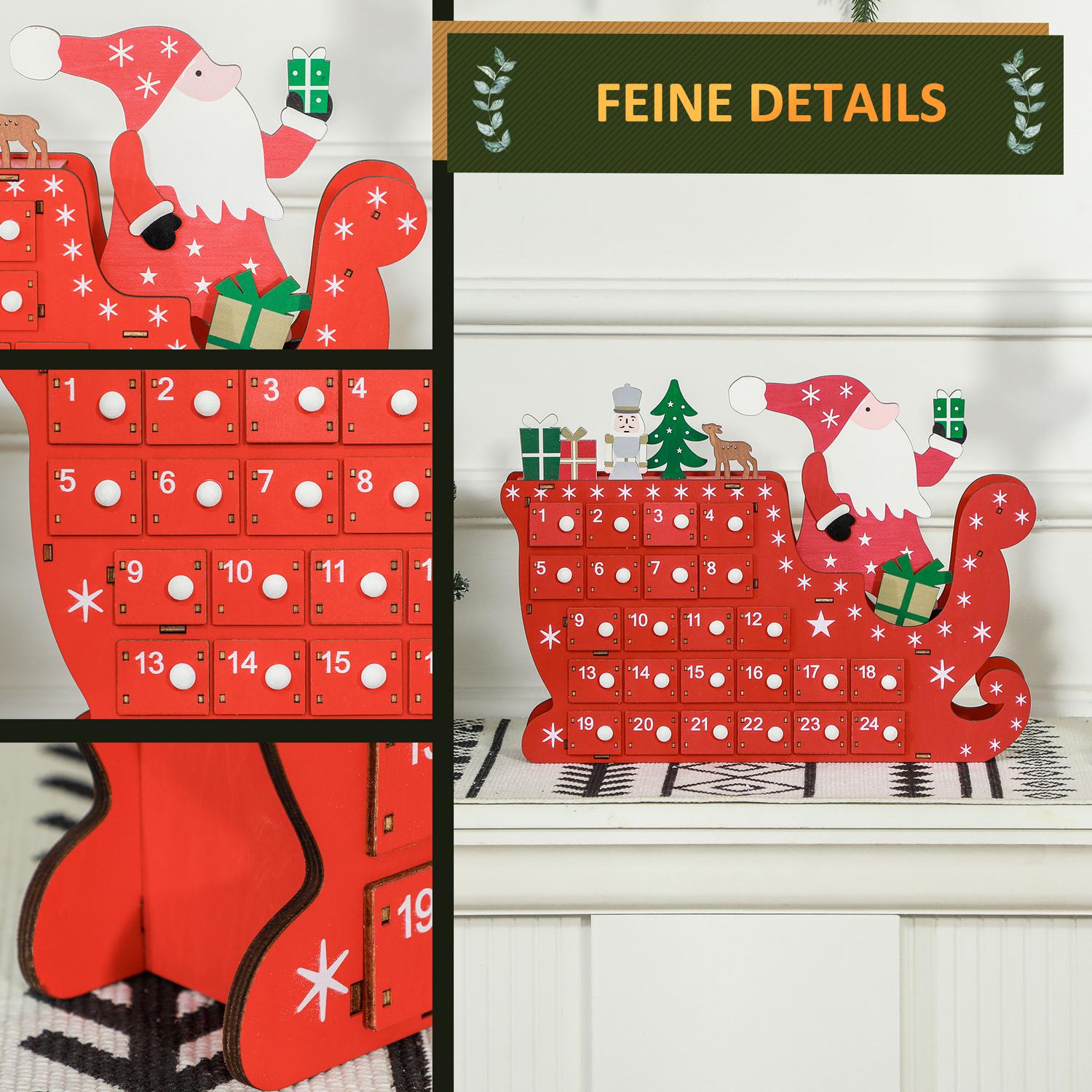 Adventskalender DIY Kit – 24 lådor, MDF, Röd