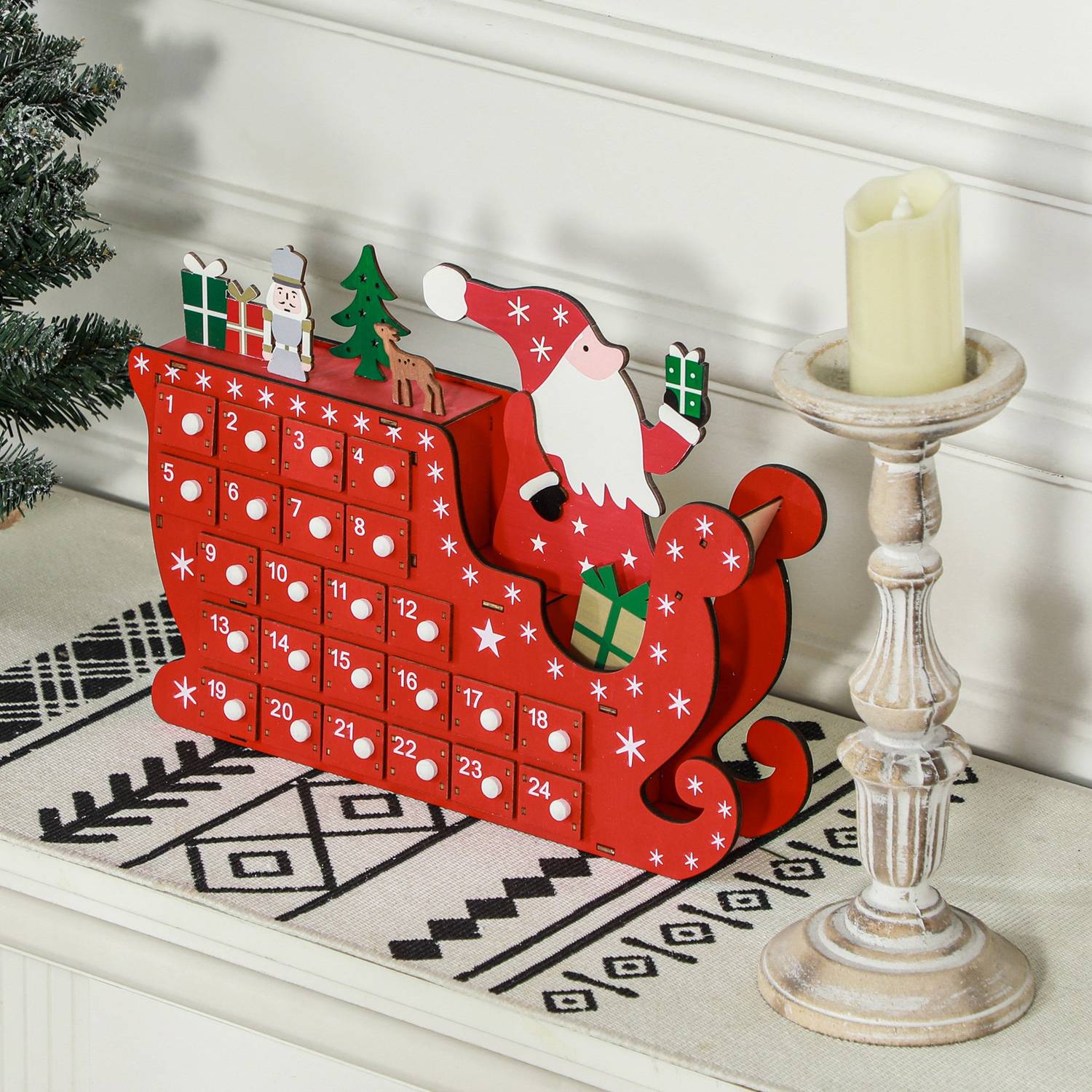 Adventskalender DIY Kit – 24 lådor, MDF, Röd