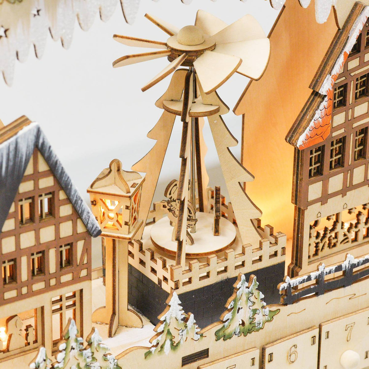 Adventskalender med LED-lys, tre DIY 45x9x42,5 cm
