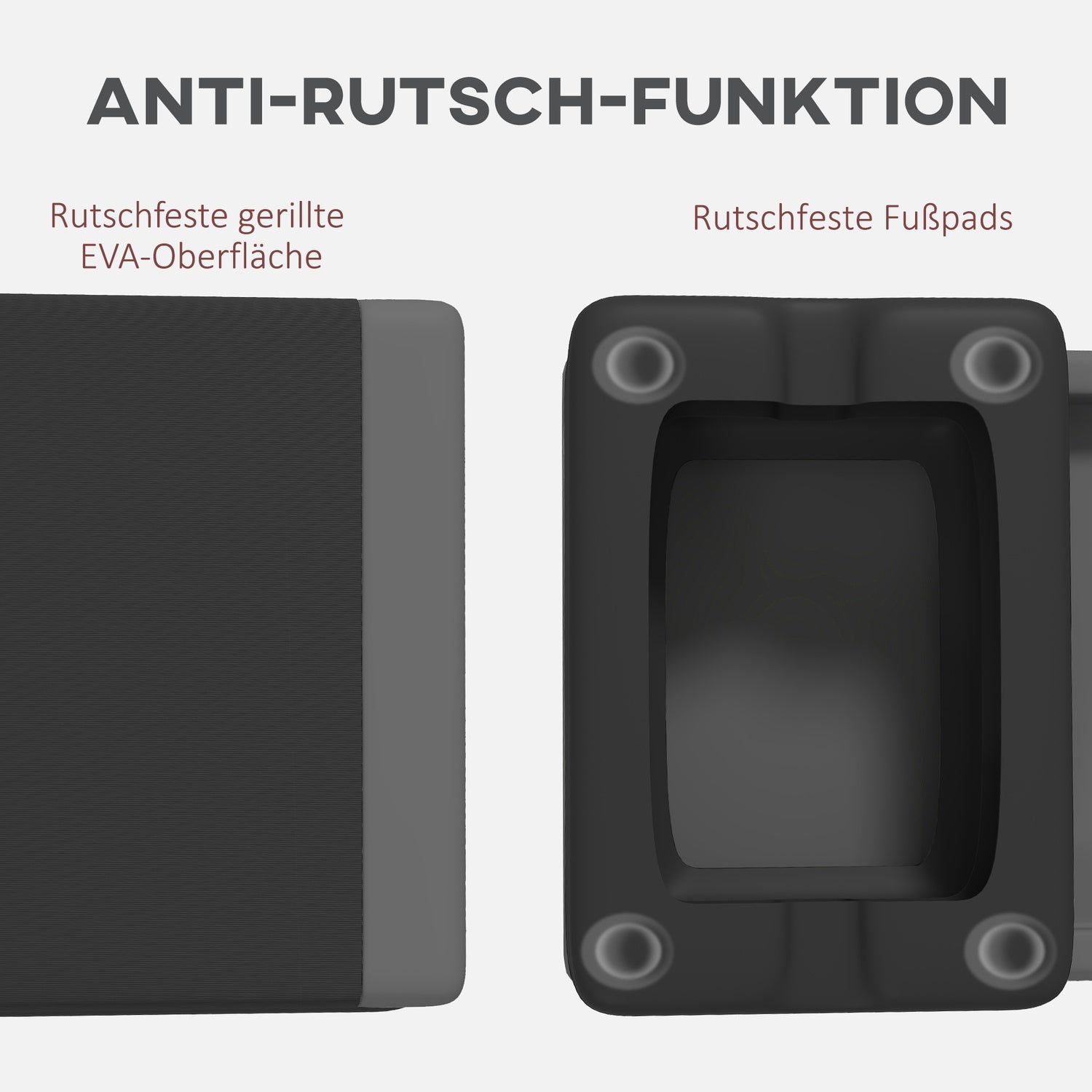 Aerobic stepper, justerbar höjd, halkfri, grå