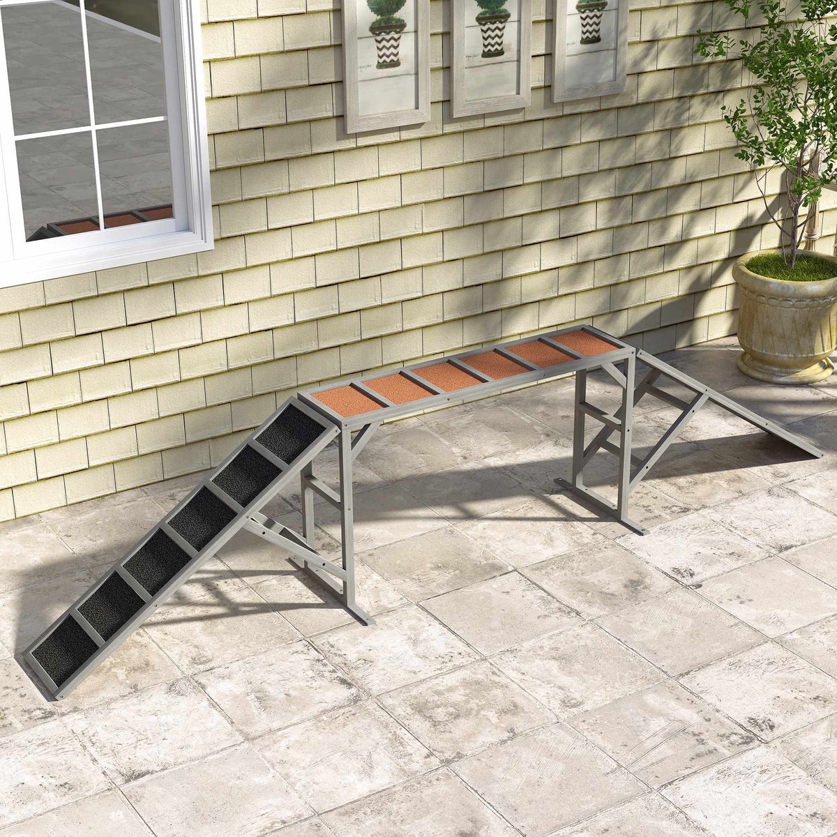 Agilityrampe for hunder, sklisikker, 35° helning, kapasitet 40 kg