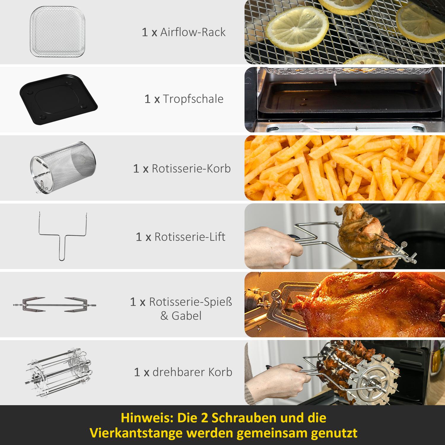 Air Fryer Ugn, Dehydrator & Grill, Oljefri, Svart