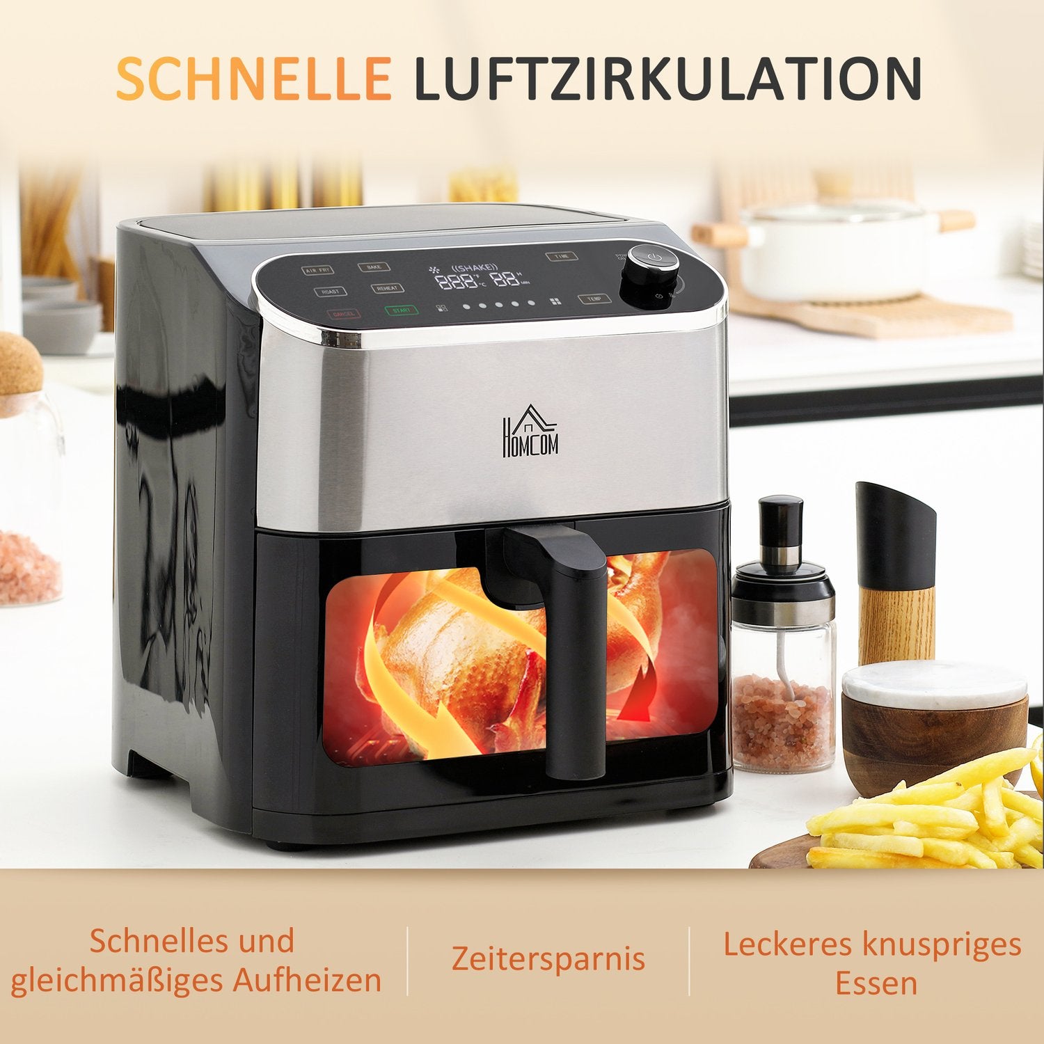 Air Fryer med pekskärm, 6,5L, 1350W, non-stick korg