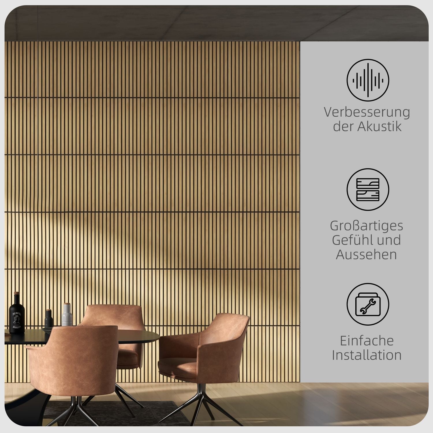 Akustikväggpaneler i ek 3D – 4-pack, 60x60 cm
