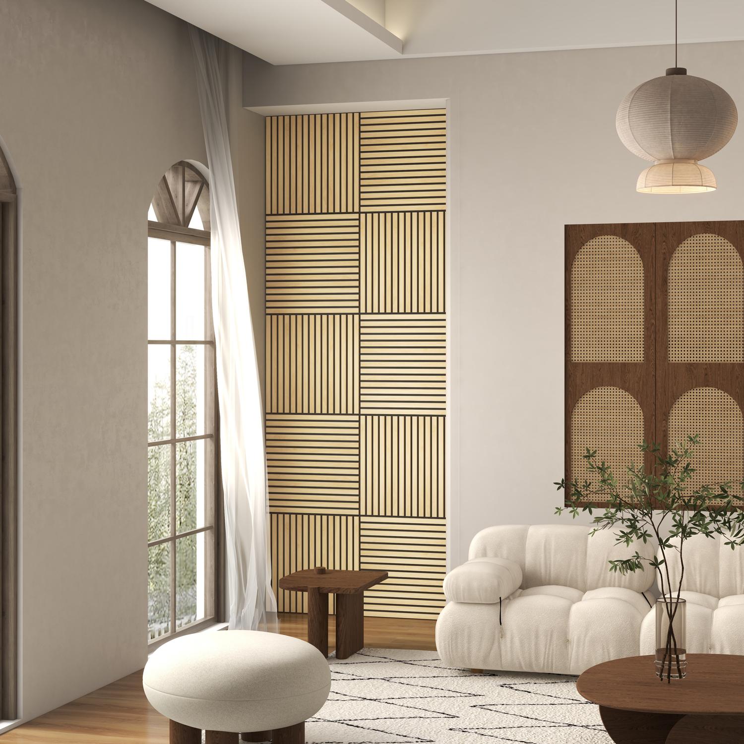 Akustikväggpaneler i ek 3D – 4-pack, 60x60 cm