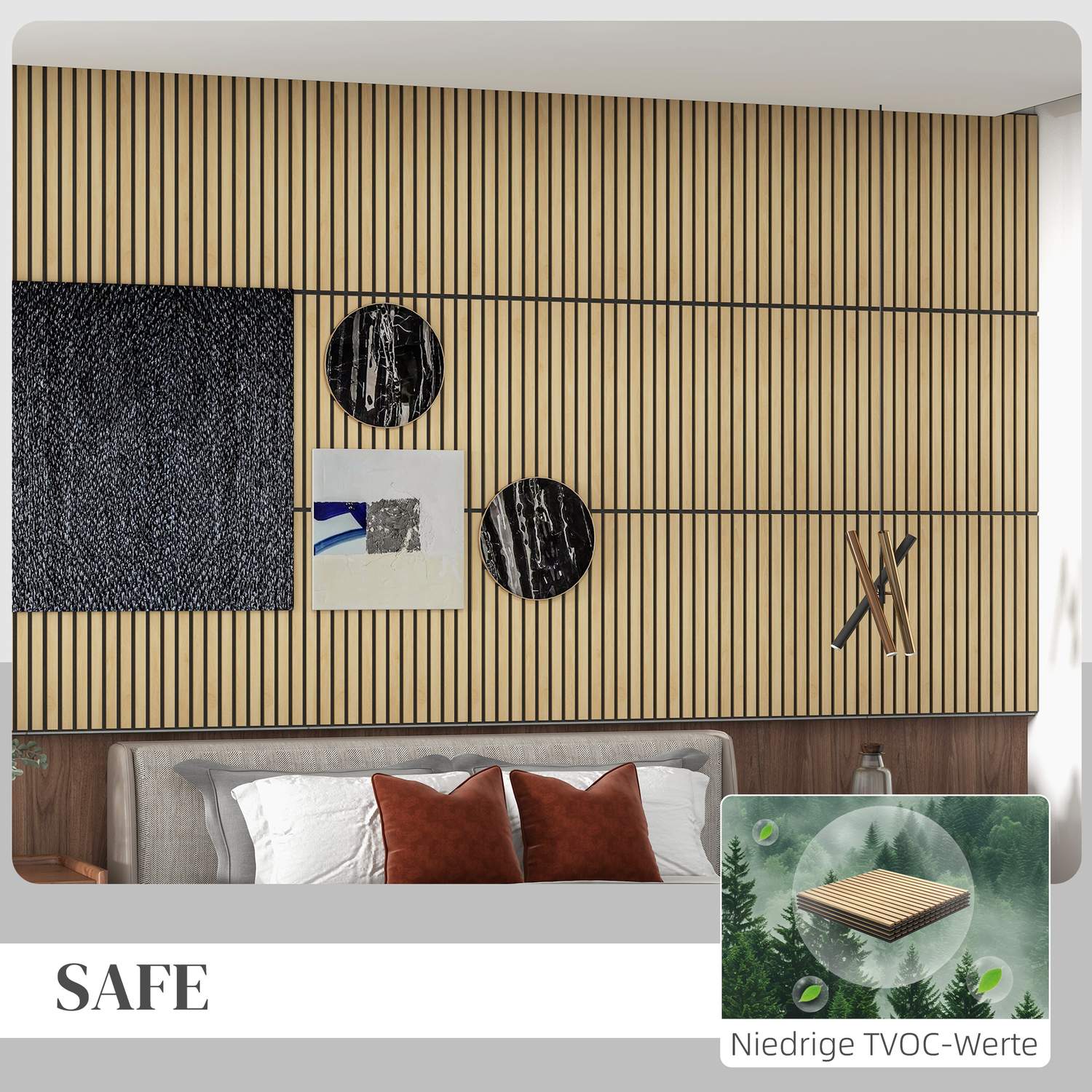 Akustikväggpaneler i ek 3D – 4-pack, 60x60 cm