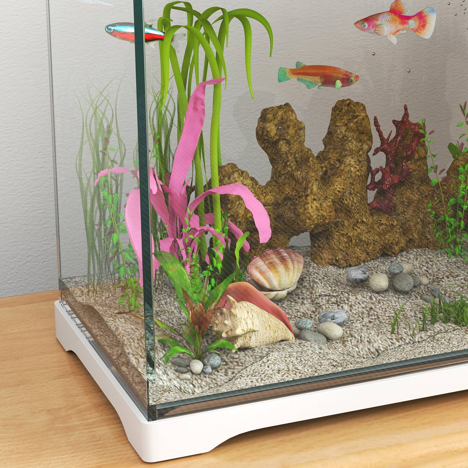 Tropical Fish Tank med LED, Filter & Pump, 17L Vit